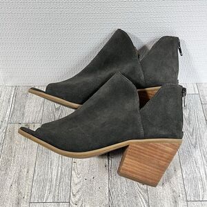 SUSINA Carina-Lea Peep Toe Ankle Boots Women’s 6 Gray Suede Leather Shoes